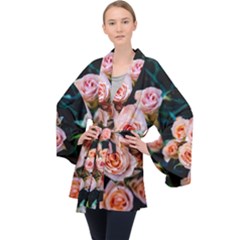 Sweet Roses Long Sleeve Velvet Kimono 