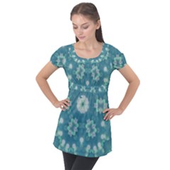Softpetals Puff Sleeve Tunic Top by LW323