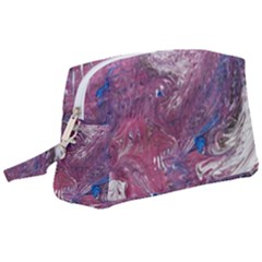Violet Feathers Wristlet Pouch Bag (large) by kaleidomarblingart