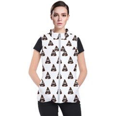 Happy Poo Pattern, Funny Emoji, Emoticon Theme, Vector Women s Puffer Vest by Casemiro