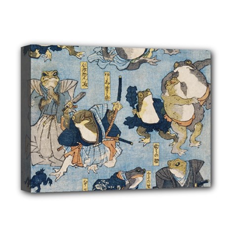 Famous Heroes Of The Kabuki Stage Played By Frogs  Deluxe Canvas 16  X 12  (stretched)  by Sobalvarro