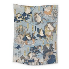 Famous Heroes Of The Kabuki Stage Played By Frogs  Medium Tapestry by Sobalvarro