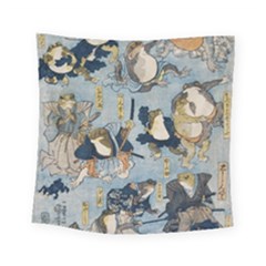 Famous Heroes Of The Kabuki Stage Played By Frogs  Square Tapestry (small) by Sobalvarro
