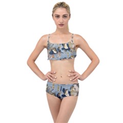 Famous Heroes Of The Kabuki Stage Played By Frogs  Layered Top Bikini Set by Sobalvarro