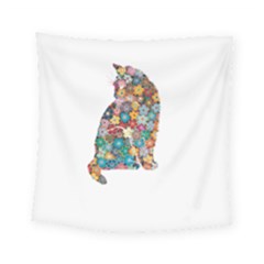 Flower Cat Square Tapestry (small) by LW323
