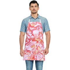 Cherry Blossom Cascades Abstract Floral Pattern Pink White  Kitchen Apron by CrypticFragmentsDesign