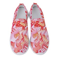 Cherry Blossom Cascades Abstract Floral Pattern Pink White  Women s Slip On Sneakers by CrypticFragmentsDesign