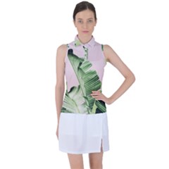 Palm Leaves On Pink Women s Sleeveless Polo Tee by goljakoff