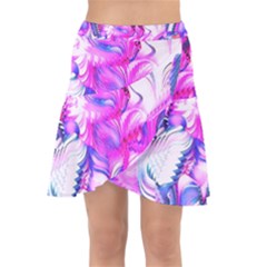 Hot Pink Fuchsia Flower Fantasy  Wrap Front Skirt by CrypticFragmentsDesign