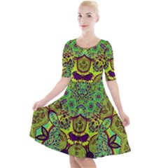 Yellowbelle Quarter Sleeve A-line Dress by LW323