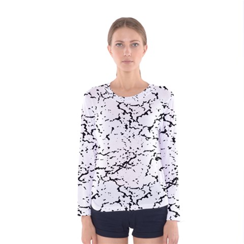 Black And White Grunge Abstract Print Women s Long Sleeve Tee by dflcprintsclothing