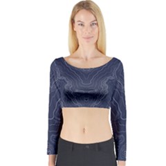 Blue Topography Long Sleeve Crop Top by goljakoff