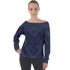 Blue Topography Off Shoulder Long Sleeve Velour Top by goljakoff