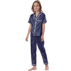 Blue Topography Kids  Satin Short Sleeve Pajamas Set by goljakoff