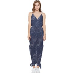Topography Map Sleeveless Tie Ankle Jumpsuit by goljakoff