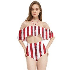 Red Stripes Halter Flowy Bikini Set  by goljakoff