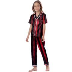 Red Lines Kids  Satin Short Sleeve Pajamas Set by goljakoff