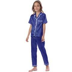 Stars Blue Ink Kids  Satin Short Sleeve Pajamas Set by goljakoff