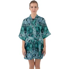 Blue Gem Half Sleeve Satin Kimono  by LW323