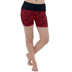 Red And Black Leopard Spots, Animal Fur Lightweight Velour Yoga Shorts by Casemiro