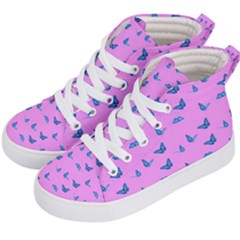 Blue Butterflies At Pastel Pink Color Background Kids  Hi-top Skate Sneakers by Casemiro