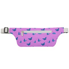 Blue Butterflies At Pastel Pink Color Background Active Waist Bag by Casemiro