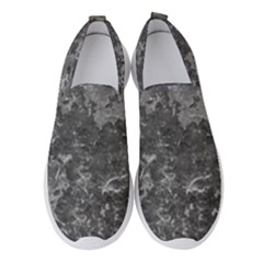Dark Grey Abstract Grunge Texture Print Women s Slip On Sneakers by dflcprintsclothing