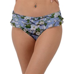 Pear Branch With Flowers Frill Bikini Bottom by SychEva