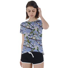 Pear Branch With Flowers Short Sleeve Foldover Tee by SychEva