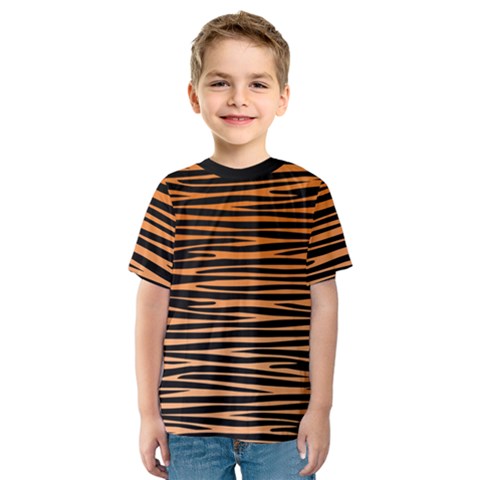 Tiger Stripes, Black And Orange, Asymmetric Lines, Wildlife Pattern Kids  Sport Mesh Tee by Casemiro