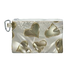   Golden Hearts Canvas Cosmetic Bag (medium) by Galinka