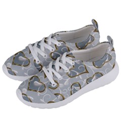   Gold Hearts On A Blue Background Women s Lightweight Sports Shoes by Galinka