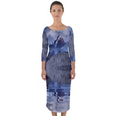Bluemountains Quarter Sleeve Midi Bodycon Dress by LW323