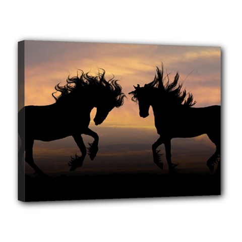 Evening Horses Canvas 16  X 12  (stretched) by LW323