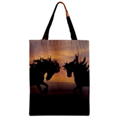 Evening Horses Zipper Classic Tote Bag by LW323
