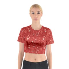 Folk Floral Pattern  Flowers Abstract Surface Design  Seamless Pattern Cotton Crop Top by Eskimos