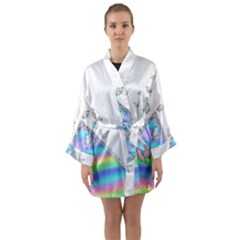 Minimal Holographic Butterflies Long Sleeve Satin Kimono by gloriasanchez