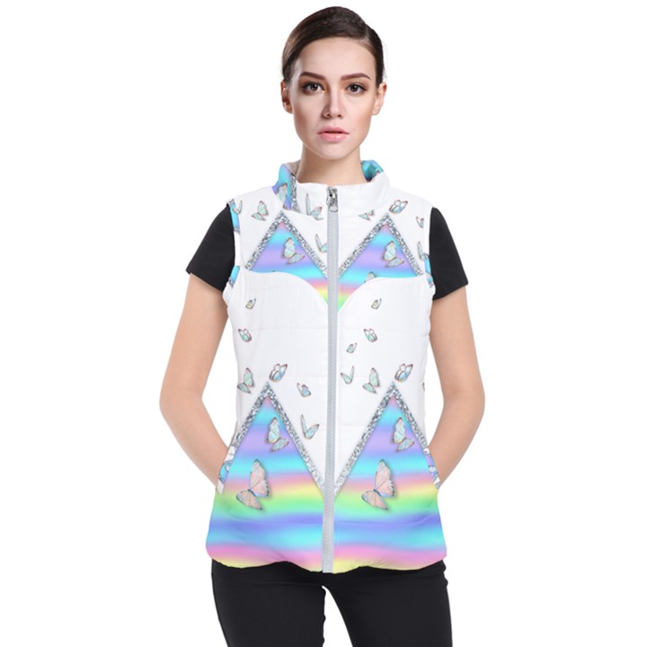 Minimal Holographic Butterflies Women s Puffer Vest