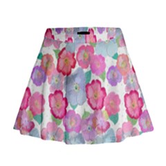 Bright, Joyful Flowers Mini Flare Skirt by SychEva