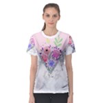 Minimal Pink Floral Marble A Women s Sport Mesh Tee