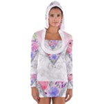 Minimal Pink Floral Marble A Long Sleeve Hooded T-shirt