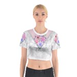 Minimal Pink Floral Marble A Cotton Crop Top