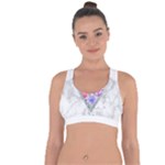 Minimal Pink Floral Marble A Cross String Back Sports Bra