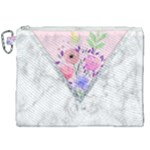 Minimal Pink Floral Marble A Canvas Cosmetic Bag (XXL)