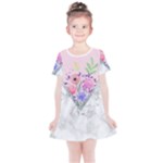 Minimal Pink Floral Marble A Kids  Simple Cotton Dress