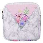 Minimal Pink Floral Marble A Mini Square Pouch