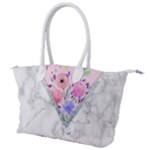 Minimal Pink Floral Marble A Canvas Shoulder Bag