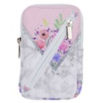 Minimal Pink Floral Marble A Belt Pouch Bag (Small)