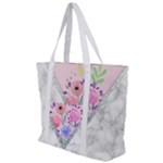 Minimal Pink Floral Marble A Zip Up Canvas Bag