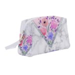 Minimal Pink Floral Marble A Wristlet Pouch Bag (Medium)